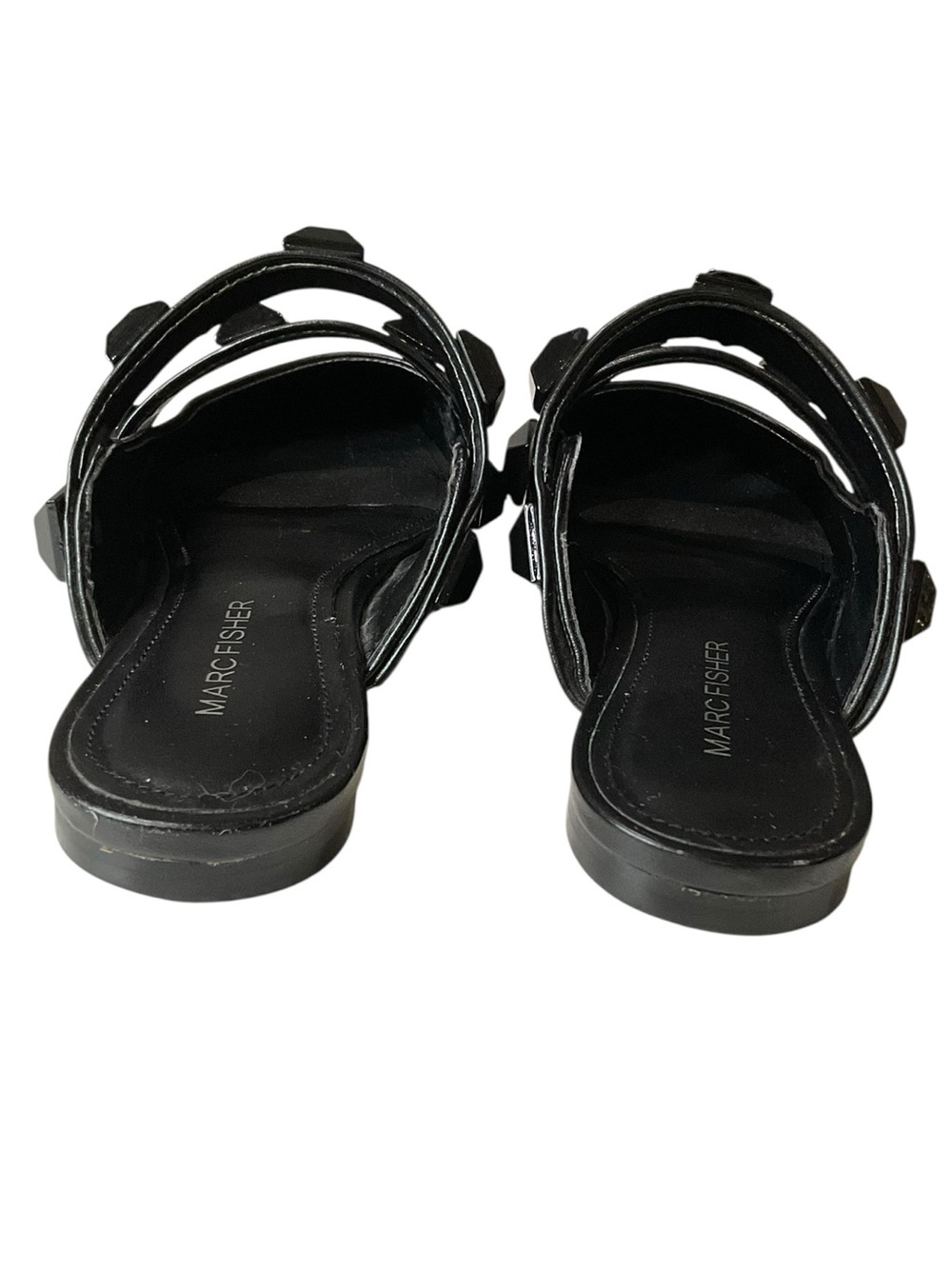 Marc Fisher Searli Black Pointed-Toe Studded Flat Slip-On Mules 6.5 - Picture 6 of 12